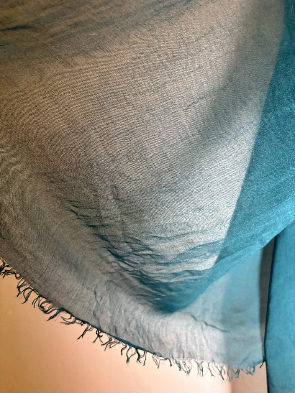 Teal Jewel Tone 30% Silk 70% Modal Oversized Sheer Scarf Wrap 38x75 SOFT Luxury